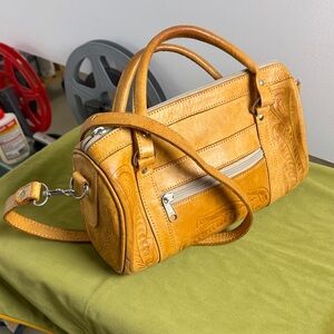 Peruvian Leather Mini Duffle Tooled Handbag